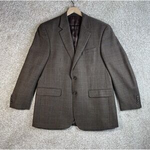Lauren Ralph Lauren Jacket Sport Coat Men's 41R Houndstooth Brown Wool Blazer